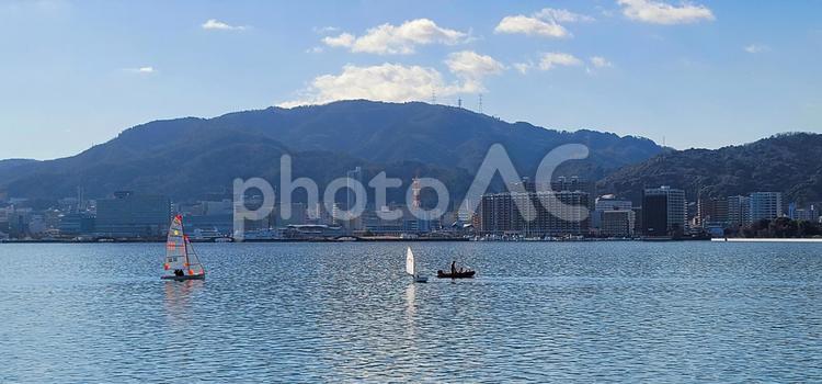 風景　琵琶湖　南湖 風景,街並み,滋賀の写真素材