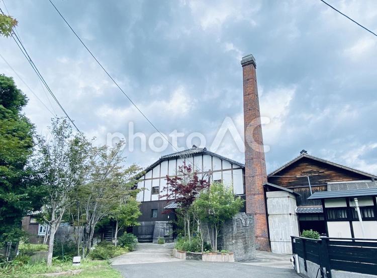 佐賀県小城市小柳酒造の酒蔵と煙突 日本酒,資料館,小柳酒造の写真素材