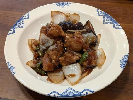 中華レストランの黒酢酢豚 中華レストランの黒酢酢豚 バーミヤン,バーミヤン市ケ尾店,中華料理店の写真素材