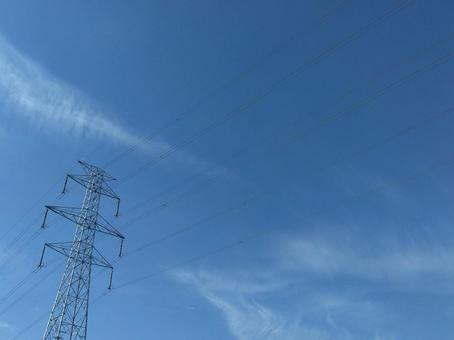 青空と送電線 青空と送電線の写真