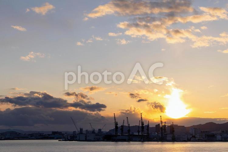 夕暮れ 夕暮れ,夕景,神戸港の写真素材