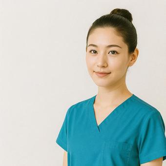 お団子ヘアの看護師 お団子ヘアの看護師の写真