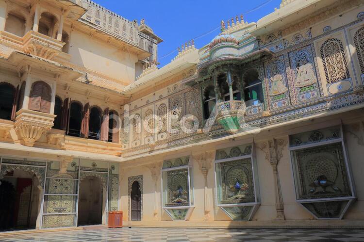 インド　ウダイプル歴史的建造物　シティーパレス インド,ウダイプル,シティーパレスの写真素材