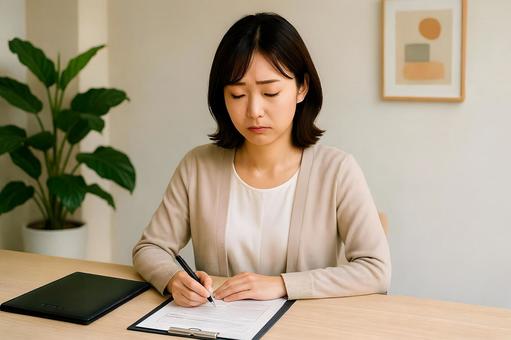 哀しむ人事女性の写真