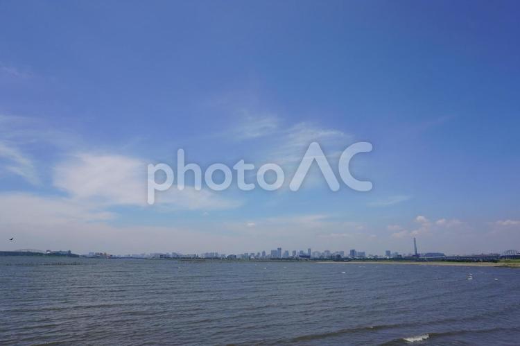 空と海と地平線 夏空,青空,夏の写真素材