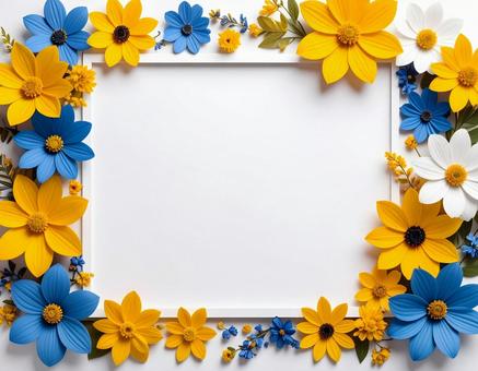 造花を寄せ集めた花の額縁の素材 造花を寄せ集めた花の額縁の素材の写真
