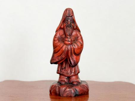 木彫りの福禄寿 木彫りの福禄寿 福禄寿,七福神,木彫りの写真素材