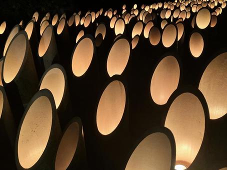 竹あかり④ 竹,光,明かりの写真素材