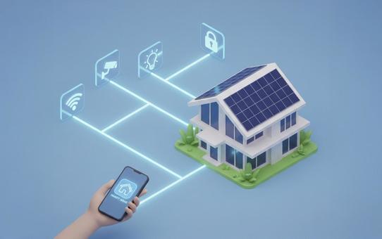 スマートホームとソーラーパネルの未来住宅 スマートホームとソーラーパネルの未来住宅の写真