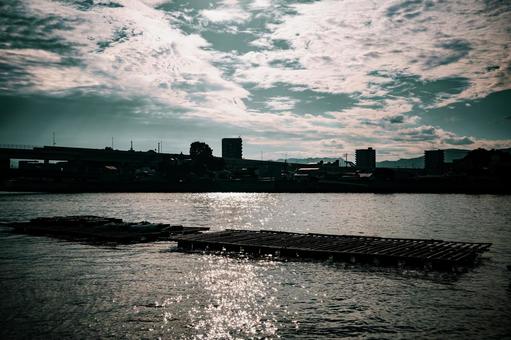 リバーサイド リバーサイド,青空,昼の写真素材