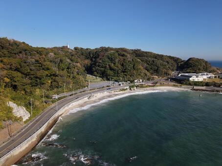 横須賀・たたら浜 2025年秋 ドローン,空撮,たたら浜の写真素材