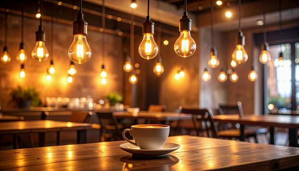 カフェのテーブルに置かれたコーヒー カフェのテーブルに置かれたコーヒーの写真