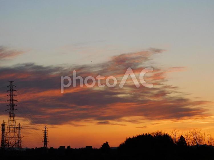 夕暮れ 夕焼け,空,風景の写真素材