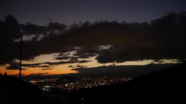 Night view and sunset sky, JPG