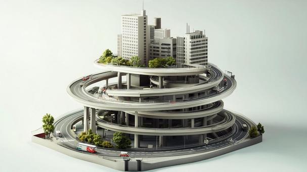 都市のミニチュアジオラマ 模型,道路,高速の写真素材