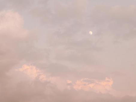 Sunset moon and clouds, JPG