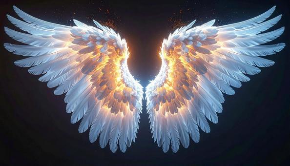 白銀に燃える天使の翼の写真