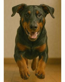 走り出す犬|ドーベルマン|屋内 走り出す犬|ドーベルマン|屋内の写真