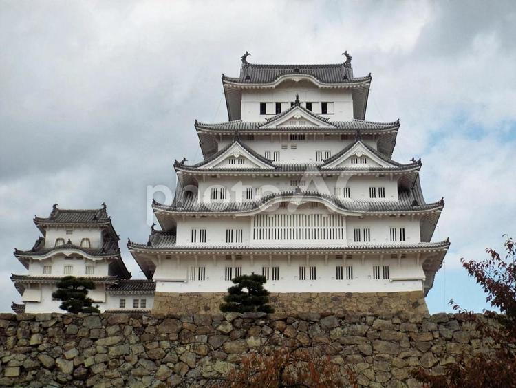 【風景写真】姫路城の風景 姫路城,天守閣,木造の写真素材