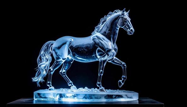 氷の馬の彫刻 氷の馬の彫刻の写真