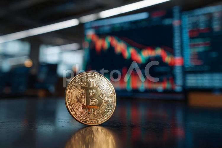 暗号通貨取引のイメージ、ビットコイン ビットコイン,仮想通貨,暗号通貨の写真素材
