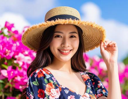 ブーゲンビリア・麦わら帽子の彼女 ブーゲンビリア・麦わら帽子の彼女の写真
