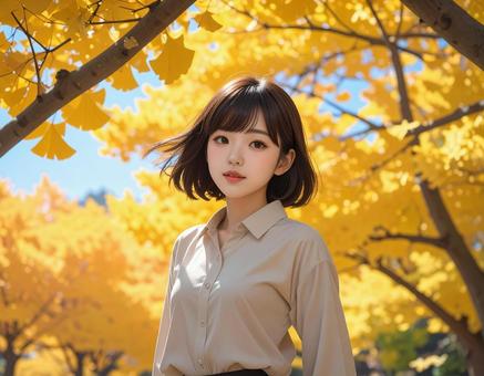 銀杏並木を散歩 銀杏並木を散歩の写真