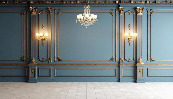 青色のシンプルな壁の写真