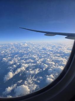 飛行機　青空の写真