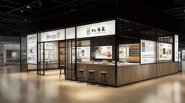 和モダンな木製ブースとシンプルな店舗 和モダンな木製ブースとシンプルな店舗の写真