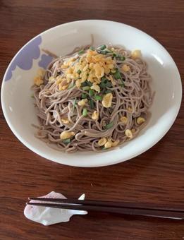 蕎麦と揚げ玉と本つゆの昼食 蕎麦と揚げ玉と本つゆの昼食の写真