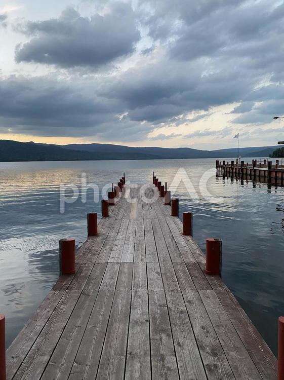 阿寒湖　桟橋 北海道,阿寒湖,桟橋の写真素材
