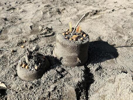 砂場遊び　ケーキ 砂場遊び,ケーキ,砂の写真素材