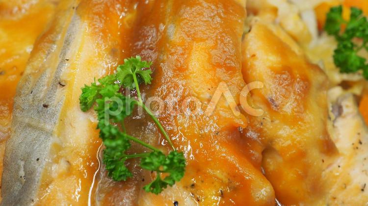 鮭のちゃんちゃん焼き・家庭料理（マクロ） 鮭のちゃんちゃん焼き,北海道,郷土料理の写真素材