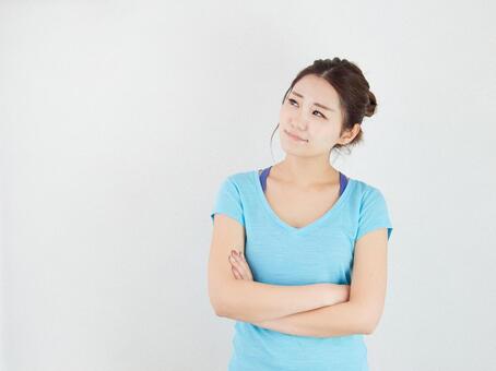 Image of a woman who has worries and worries Image of a woman who has worries and worries