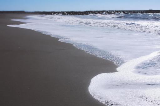 寄せる白波と静かな砂浜 夏,風景,砂の写真素材