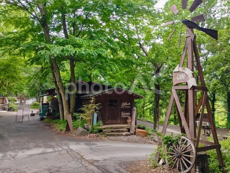 新緑のアウトドア キャンプ場,gw,ゴールデンウィークの写真素材