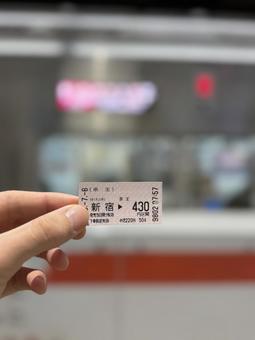 新宿駅から高尾山へ向かうための切符 新宿駅から高尾山へ向かうための切符 切符,チケット,アナログの写真素材