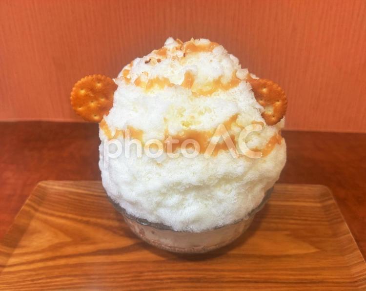 塩キャラメルかき氷 かき氷,カキ氷,塩キャラメルの写真素材