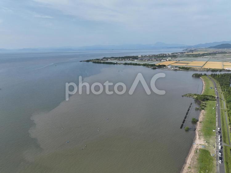 滋賀県　沖島付近の琵琶湖の風景 滋賀県,沖島,琵琶湖の写真素材