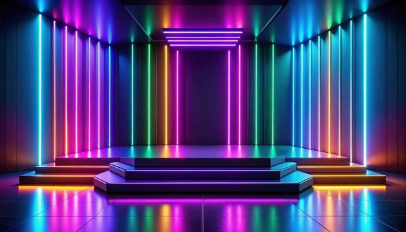 ネオンカラーのアイドルのステージ背景の写真