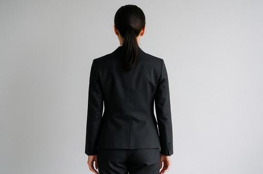 スーツ姿の日本人女性の後ろ姿 スーツ姿の日本人女性の後ろ姿の写真