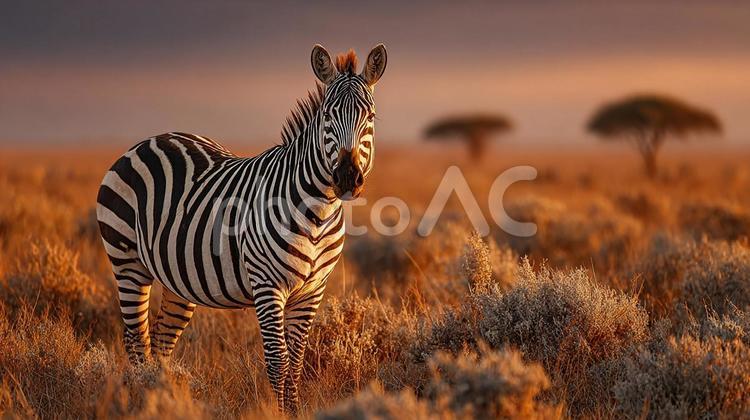 孤独なシマウマの立ち姿 シマウマ,動物,野生動物の写真素材