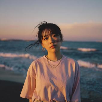 海と空と女性のポートレート 海と空と女性のポートレートの写真
