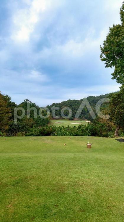 曇りのゴルフ場 ゴルフ場,ゴルフ,スポーツの写真素材