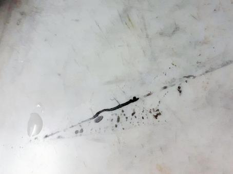 グレーの紙に私の趣の墨の線と水滴 紙,墨,線の写真素材