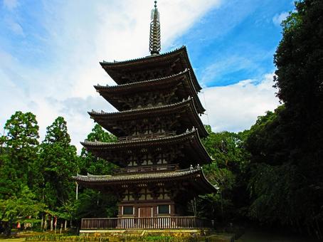 京都府-醍醐寺-国宝-五重塔 京都府-醍醐寺-国宝-五重塔 醍醐寺,寺,深雪山の写真素材