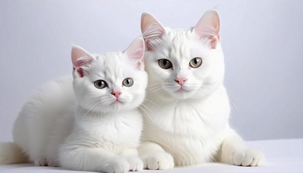 白猫の親子の写真