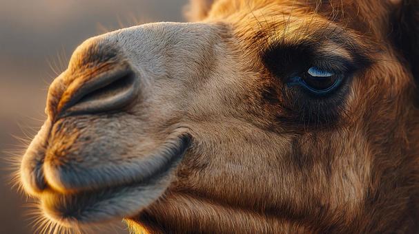 クローズアップで見るラクダの目元 クローズアップで見るラクダの目元の写真
