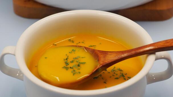 かぼちゃのポタージュ・家庭料理（飲む） カボチャ,ポタージュ,パセリの写真素材